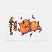 Funny Spooky Niedliches Geschenk Cappy Halloween C Fleecedecke (Vorderseite (Horizontal))