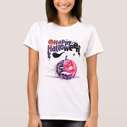 Funny spooky Pumpkin Face Happy Halloween T-Shirt (Vorderseite)
