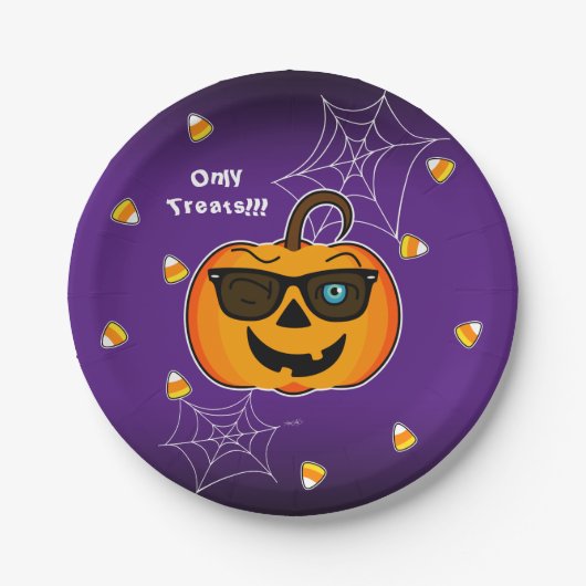 Funny Spooky Pumpkin iconic Wink S Nur Leckereien! Pappteller (Vorderseite)