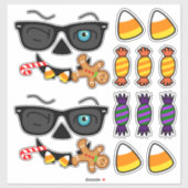 Funny Spooky Pumpkin iconic WinkS mit Leckereien Aufkleber (Blatt)