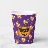 Funny Spooky Pumpkin iconic WinkS Muster Pappbecher (Rückseite)