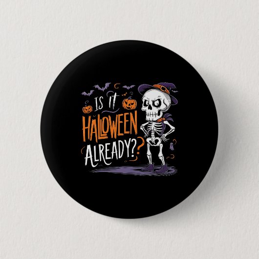 Funny Spooky Skeleton Ghost ist es Halloween Alrea Button (Vorderseite)