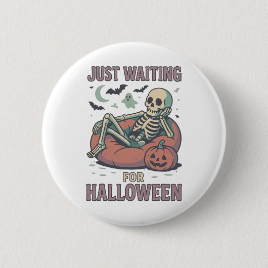 Funny Spooky Skeleton Summerween Wart für Hallo Button (Vorderseite)