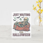 Funny Spooky Skeleton Summerween Wart für Hallo Karte (Gelbe Blume)