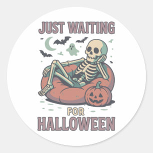 Funny Spooky Skeleton Summerween Wart für Hallo Runder Aufkleber