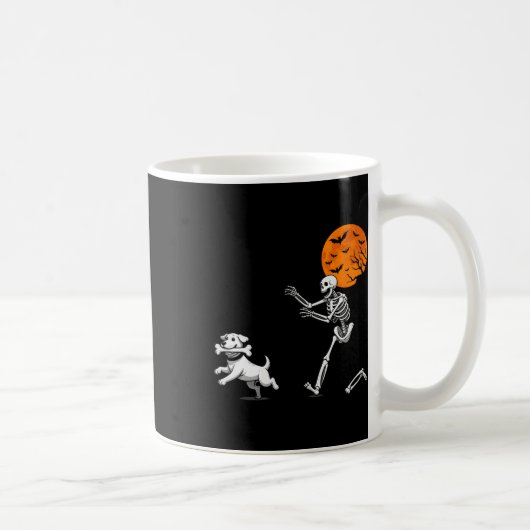 Funny Spooky Spaß Halloween Skeleton Jasing Hund Kaffeetasse (Rechts)
