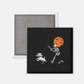 Funny Spooky Spaß Halloween Skeleton Jasing Hund Magnet (Vorderseite/Rückseite)