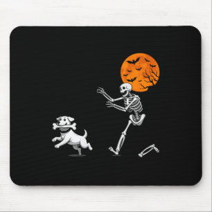 Funny Spooky Spaß Halloween Skeleton Jasing Hund Mousepad