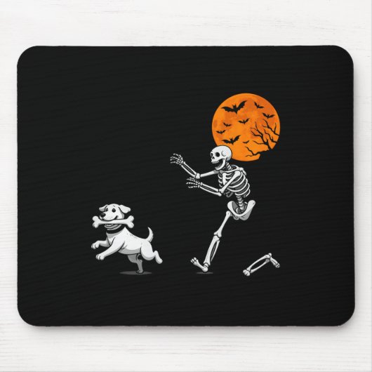 Funny Spooky Spaß Halloween Skeleton Jasing Hund Mousepad (Vorne)