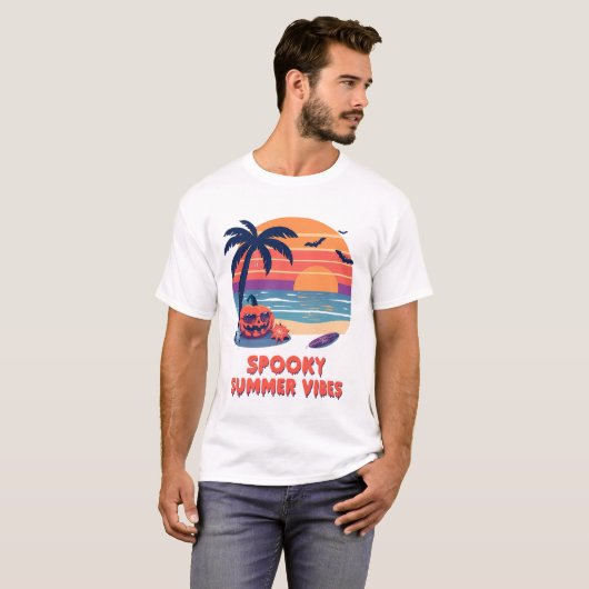 Funny Spooky Summer Vibes glücklich Halloween T-Shirt (Vorne ganz)