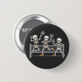 Funny Spooky Three Skeleton Playin Pickleball Gesc Button (Vorne & Hinten)