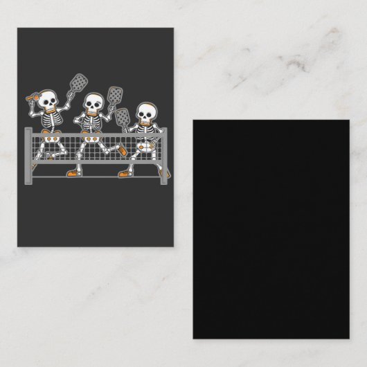 Funny Spooky Three Skeleton Playin Pickleball Gesc Mitteilungskarte (Vorne/Hinten)