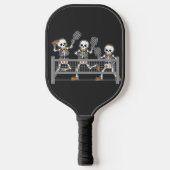 Funny Spooky Three Skeleton Playin Pickleball Gesc Schläger (Vorderseite)