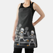 Funny Spooky Three Skeleton Playin Pickleball Gesc Schürze (InSitu)