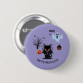 Funny Spooky Vampire Cat Halloween Button (Vorne & Hinten)