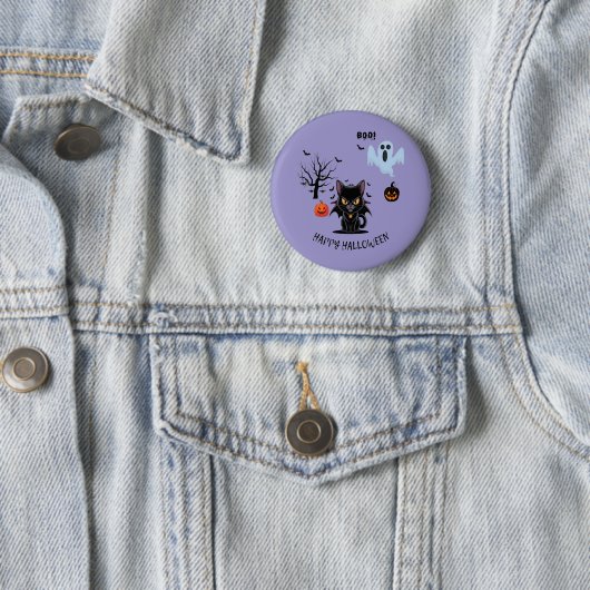 Funny Spooky Vampire Cat Halloween Button (Beispiel)