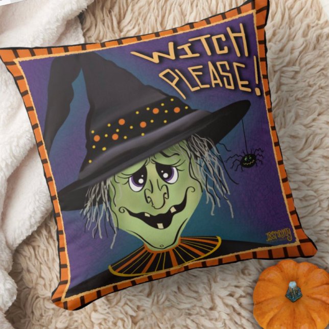 Funny Spooky Witz Bitte Niedlich Halloween Kissen (Sunny witch, please Inspirivity Halloween pillow)