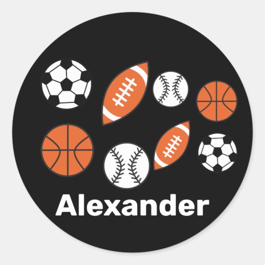 Funny Sports Balls Runder Aufkleber (Vorderseite)