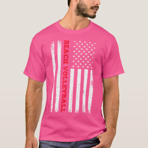 Funny Sports Life American Flag Beach Volleyball T-Shirt
