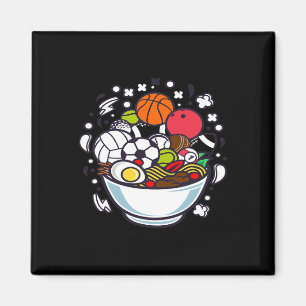 Funny Sports Shirt. Ramen Sportbowl. Bysketbyll Magnet