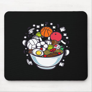 Funny Sports Shirt. Ramen Sportbowl. Bysketbyll Mousepad