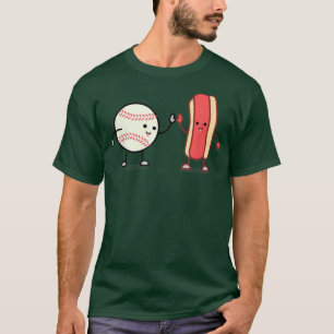 Funny Sports T-Shirt, Hot Dog Baseball High Five b T-Shirt