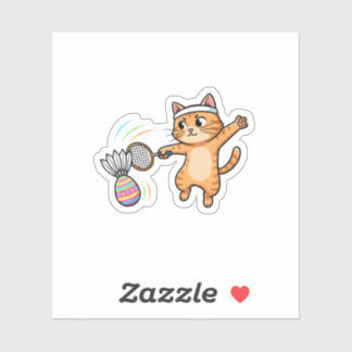 Funny Sporty Cat Badminton Easter Egg Shuttlecock  Aufkleber