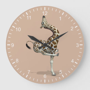 Funny Sporty Giraffe Große Wanduhr