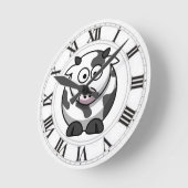 Funny Spotted Cow Black White Roman Numerals Runde Wanduhr (Winkel)