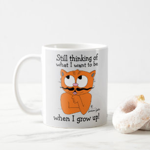 Funny Sprichwort Cartoon Mustache Katze Kaffeetasse