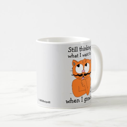 Funny Sprichwort Cartoon Mustache Katze Kaffeetasse (VorderseiteRechts)