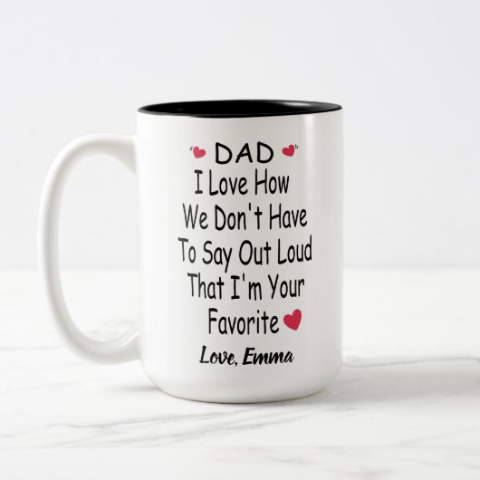 Funny Sprichwort Geschenk für Vater mit Individuel Zweifarbige Tasse (Links)