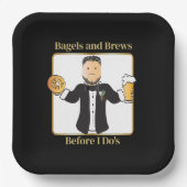 Funny Sprichwort Groom Cartoon Bagel Wedding Brunc Pappteller (Vorderseite)