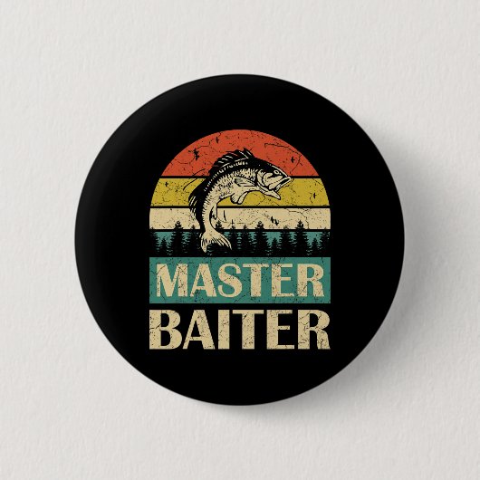 Funny Sprichwort Master Baiter Fischerei Fischer M Button (Vorderseite)