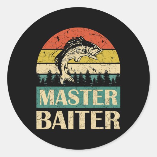 Funny Sprichwort Master Baiter Fischerei Fischer M Runder Aufkleber (Vorderseite)