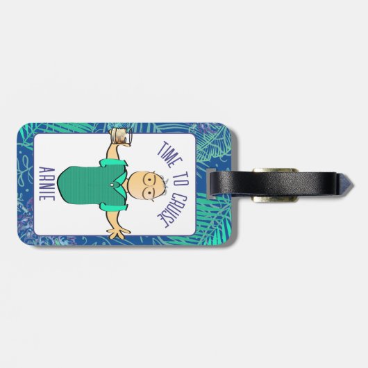 Funny Sprichwort Matte Männliche Cartoon Urlaub Gepäckanhänger (Rückseite horizontal)