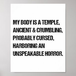 Funny Sprichwort mein Körper ist ein Tempel ancien Poster