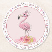 Funny Sprichwort Pink Flamingo Aquarellbilder Runder Pappuntersetzer (Vorderseite)