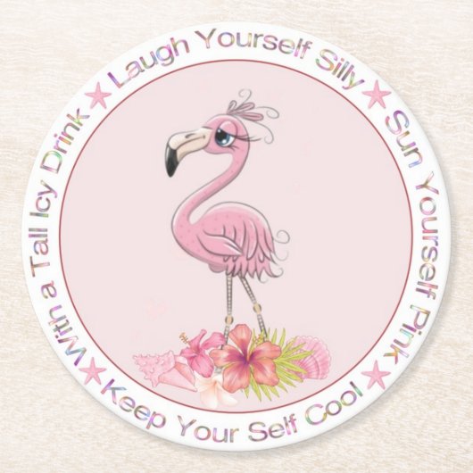 Funny Sprichwort Pink Flamingo Aquarellbilder Runder Pappuntersetzer (Vorderseite)