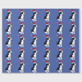 Funny Springer Spaniel Dog in Santa hat Christmas Geschenkpapier (Flach)