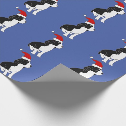 Funny Springer Spaniel Dog in Santa hat Christmas Geschenkpapier (Ecke)