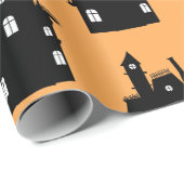 Funny Spuk House Black & Orange Kids Halloween Geschenkpapier (Rolleneckpunkt)