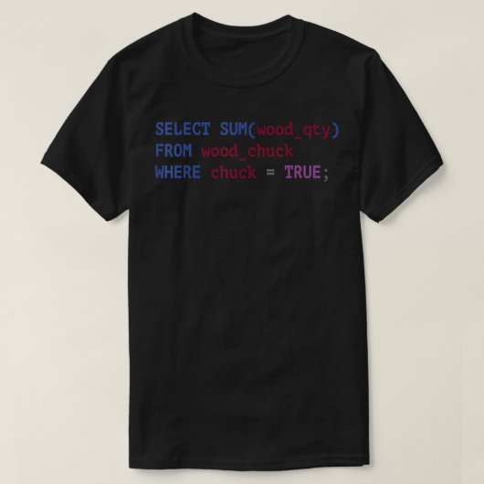 Funny SQL Tshirts Coder Programmer Tshirt Programm (Design vorne)