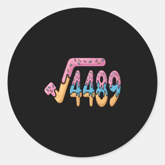 Funny Square Root 4489 Funny 67 Math Ice Cream Mem Runder Aufkleber (Vorderseite)
