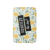 Funny Squeeze the Day Lemon Yellow Green Blätter Badematte (Vorderseite Vertikal)