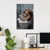 Funny Squirrel Bathroom Print, Toilet Newspaper Poster (Heimbüro)