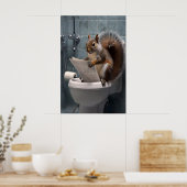 Funny Squirrel Bathroom Print, Toilet Newspaper Poster (Küche)