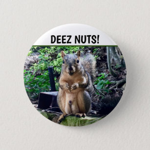 Funny Squirrel Deez Nuts Unangemessenes Spaß Foto Button