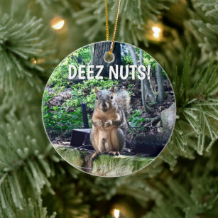 Funny Squirrel Deez Nuts Unangemessenes Spaß Foto Keramik Ornament