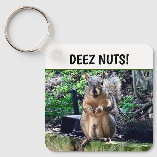 Funny Squirrel Deez Nuts Unangemessenes Spaß Foto Schlüsselanhänger (Vorderseite)